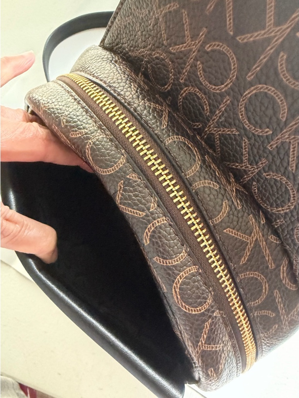Calvin Klein Brown Monogram backpacks Belt Bag with Black Strap - Picture 7 of 12